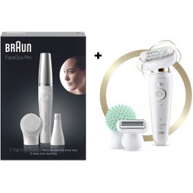 Resim Braun Silk-épil 9 Flex7 Ek Parçalı 3'ü 1 Arada Epilatör+facespa Pro 910 Yüz Epilatörü 