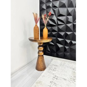 Resim Aselya Home Ahşap Tekli Mantar Yan Sehpa Modern Açık Ceviz Fiskos Çiçeklik 