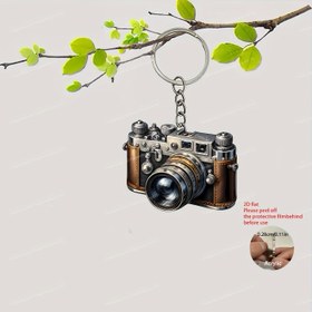 Resim 1 adet Vintage Kamera Tasarımı Akrilik Anahtarlık - Çekilebilir Zincirli Şık 2D Düz Anahtarlık, Günlük Kullanım ve Tatil Hediyeleri için İdeal, Dekoratif Aksesuar | Retro Estetik | Dayanıklı Anahtarlık, Vintage Anahtarlık 