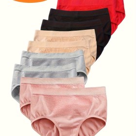 Resim 10 adet Kadınların Dikişsiz Orta Yükselişli İç Çamaşırı - Nefes Alabilir Konfor, Düz Renk Seçenekleri (Siyah, Bej, Kırmızı, Açık Mavi, Pembe, Açık Mor) | Bedenler S-XXL, Romantik İç Çamaşırı, Günlük Konfor, Dikişsiz İç Çamaşırı, Pürüzsüz Dokuma 