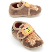 Resim Erkek Çocuk Kışlık Cırtlı Okul Kreş Panduf Ayakkabı Kahverengi 