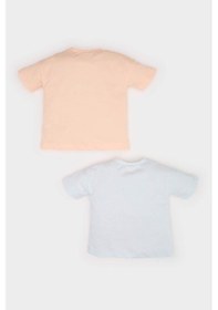 Resim DeFacto Erkek Bebek Yenidoğan Bisiklet Yaka Baskılı Penye 2'li Kısa Kollu Tişört E8232A525SMBE362 