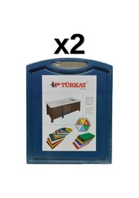 Resim 2'li Türkay 32.5x26.5x1 Cm Saplı-oluklu Polietilen Kesme Tahtası Kesim Levhası Mavi 1237 