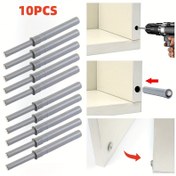 Resim 10 Adet Gizli İtmeli Çekmece Açma Mekanizması, Eşleşen Vidalar ve Kauçuk Stoperlerle, 1 Cm/0,4 Inç Gizli Yerleşik Mobilya Kapı Açacağı, Yama 