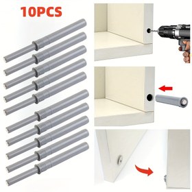Resim 10 Adet Gizli İtmeli Çekmece Açma Mekanizması, Eşleşen Vidalar ve Kauçuk Stoperlerle, 1 Cm/0,4 Inç Gizli Yerleşik Mobilya Kapı Açacağı, Yama 