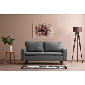 Resim Lungo Modüler İkili Koltuk - Gri Keten Açık Gri 