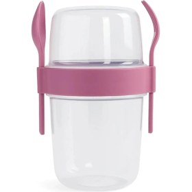 Resim CetKing Müsli ve Granola Kapsülü, 1100 ml Sızdırmaz Yoğurt Kabı, Take And Go Kaşıklı Granola Kabı, Pratik ve Taşınabilir Tasarım (Pembe) 