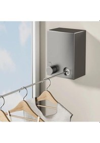 Resim Ollevra Teleskopik Çamaşır Kurutma Askısı, Pratik Geri Çekilebilir Çamaşır İpi Siyah 