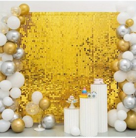 Resim Büro Ev Partisi İçin 1x2mt Golden Dikdörtgen Parlak Sim Fon Perde Dekor Diğer 