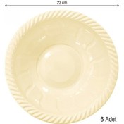 Resim Roll Up Plastik Yuvarlak Kase Krem 22 CM. 6'lı 