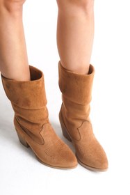 Resim Riccon Kadın Kısa Western Çizme 0012891 Taba Süet 