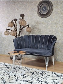 Resim Zafir İkili Beyaz Boyalı Tel Ayak Papatya Çay Seti Koltuk Takımı , Balkon, Salon, Ofis, Cafe Koltuk Takımı Füme 