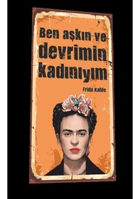 Resim Ben Aşkın ve devrimin kadınıyım mini retro ahşap poster 