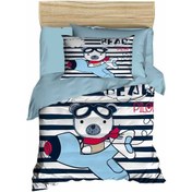 Resim Yenidoğan Erkek Bebek Nevresim Takımı Pamuklu Bear Pilot 