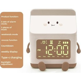 Resim Reedark Öğrencilik İçin Mini Süt Kutusu Desenli Sayım Geri Sayım Fonksiyonlu Sevimli Elektronik Alarm Saat Kahverengi İngilizce Versiyon Beyaz 