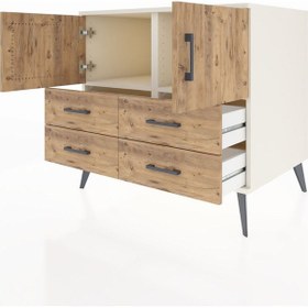 Resim Kronos Şifonyer 2 Raflı 4 Çekmeceli 2 Kapaklı 88x59x80 Aytaşı-çam Çam 