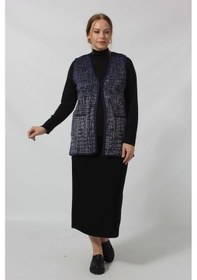 Resim Moda Berray Y366 Mavi-beyaz Mozaik Desenli Cepli Mevsimlik Anne Yelek Mavi-beyaz 