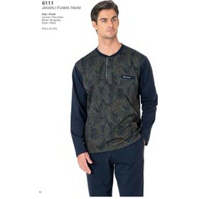 Resim Pierre Cardin Erkek Uzun Kollu Üç Düğmeli Jakarlı Kutulu Pijama Takımı-haki-2xl Çok Renkli 