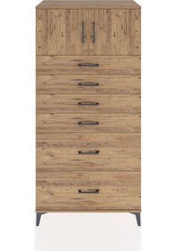 Resim Hyperion Dolap Tek Raflı 6 Çekmeceli 2 Kapaklı 88x44x182 Çam-çam Çam 