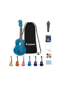 Resim Donner Dus-10b Soprano Ukulele Seti Mavi 