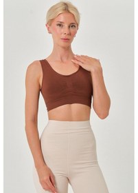 Resim Mistirik Rosella Model Kalın Askılı Extra Sıkılaştırıcı Pedsiz Spor Sütyeni Kahve Renk101 Kahve 