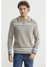 Resim Sementa Polo Yaka Kilim Motifli Triko Kazak - Vizon Vizon 