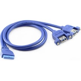 Resim Wozlo 2 Port USB 3.0 Dişi - 19 Pin Anakart Vidalı Montaj Tipi Panel Kablo 40CM 