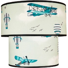 Resim Şenay Aydınlatma Çocuk Odası İkili Silindir Kumaş Avize Sarkıt-Yeşil Balon 