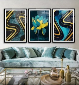 Resim Gold Desenler Triple Miyrem-cam Tablo 