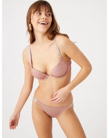 Resim Diva Destekli Double Push Up Taşlı Pudra Sütyen Takımı 663 Tk Pudra 