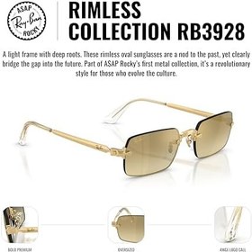 Resim Ray-Ban RB 3928 00281 54 A$AP ROCKY Unisex Polarize Dikdörtgen Siyah Metal Güneş Gözlüğü 