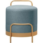 Resim Ella Ola Puf, Metal Halkalı Puf, Makyaj Oturağı ,puf Bench Montajsız Oturak Gold Metal Ayaklı Füme 