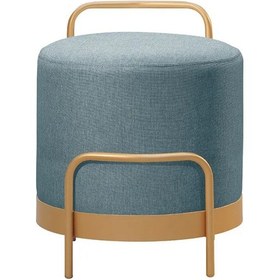 Resim Ella Ola Puf, Metal Halkalı Puf, Makyaj Oturağı ,puf Bench Montajsız Oturak Gold Metal Ayaklı Füme 