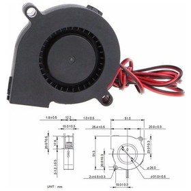 Resim 50x15 mm 12V 140mA DC Salyangoz Sessiz Fırçasız Motor Blower FAN 