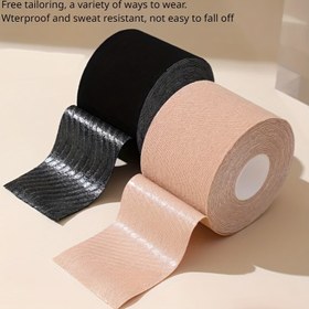 Resim Eşsiz Polyester İç Çamaşırı Bandı - Görünmez Kaldırma Bandı, Tek Renk, Dokuma Olmayan Kumaş, Cilt Dostu ve Güvenli, Ter ve Su Geçirmez, Spor ve Yüzme İçin Uygun, 1 Rulo Sütyen Aksesuarı. 