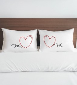 Resim Bk Gift Sevgili Tasarımlı Pamuklu 2 Li Yastık Kılıfı Seti-10 50x70cm , Sevgiliye , Ev si, Tasarım Ev Tekstili 