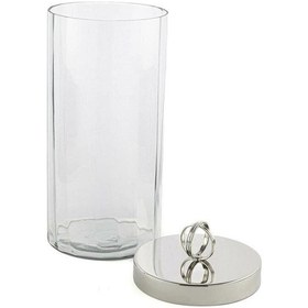 Resim Gümüş Kapaklı Cam Kavanoz 13x26cm Gümüş 