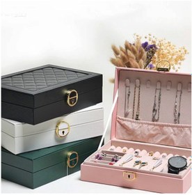 Resim Mdl10- Pembe Takı Kutusu Kilitli Deri Görünümlü Takı Düzenleyici 