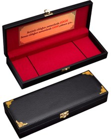 Resim OTTOTESBİH Deri Hediye Kutusu, Tesbih Kutusu, Bileklik Kutusu, İsimli Kutu 30x12cm 