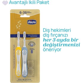 Resim Chicco 2'Li Diş Fırçası 6-36 Ay - Mavi - İndigo / Standart 