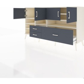 Resim Kronos Konsol 8 Raflı 3 Çekmeceli 4 Kapaklı 176x59x99 Aytaşı-antr Aytaşı-antrasit 