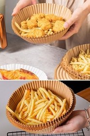 Resim BUFFER® 50 Adet Air Fryer Pişirme Kağıdı Tek Kullanımlık Hava Fritöz Yağ Geçirmez Yapışmaz Yuvarlak Tabak Model PVC 