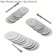 Resim 33 adet/takım 22mm Çelik Ahşap Kesme Diski, Zincirli Testere Disk Bıçağı, Dremel Döner Aracı, Dairesel Testere, Ahşap İşleme Aracı, Dremel Aksesuarları ile 