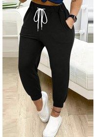 Resim Merry See Lastik Paça Yüksek Bel Cepli Eşofman Altı Jogger Siyah 