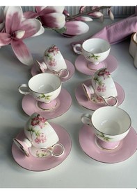 Resim Türk Kahve Fincanı Blossom 6 Kişilik 12 Parça Renkli 