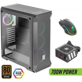 Resim Green Z5 Surena Argb Gaming Bilgisayar Kasası 4 120mm Fan + Kumanda 700w 80+ Bronze Psu Dahil + Mouse 