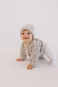 Resim yobebek Erkek Kız Bebek Triko Kazak Bej Renk 