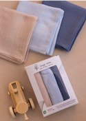 Resim Çok Amaçlı Müslin Örtü & Battaniye 3'lü Set Pamuk Oeko-teks Sertifikalı 80x80 Cm Bebe Mavi 