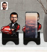 Resim Bk Gift Kişiye Özel Erkek Patron Karikatürlü Ahşap Biblo Telefon Standı-1 
