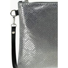 Resim Bahels Kadın Antrasit Parlak Yılan Desen Portföy Clutch Çanta 